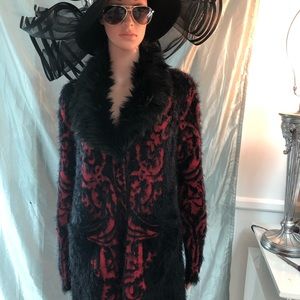 Knee length red soft sweater